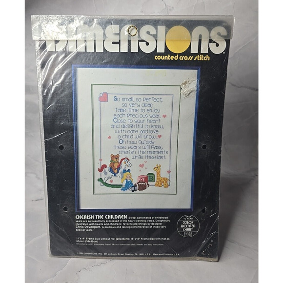 1986 Dimensions Counted Cross Stitch Kit Cherish The Children 3603 11x14 - Picture 1 of 5